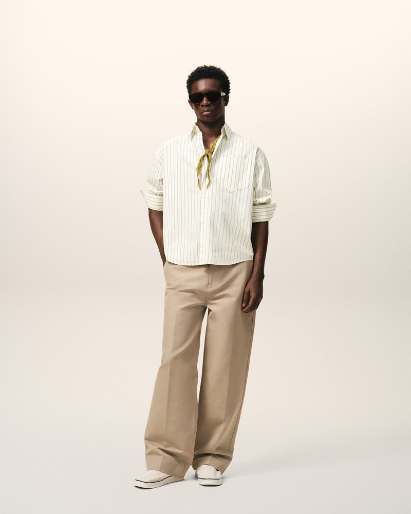 AMI Paris WHITE STRIPED COTTON AMI DE COEUR BOXY SHIRT outlook