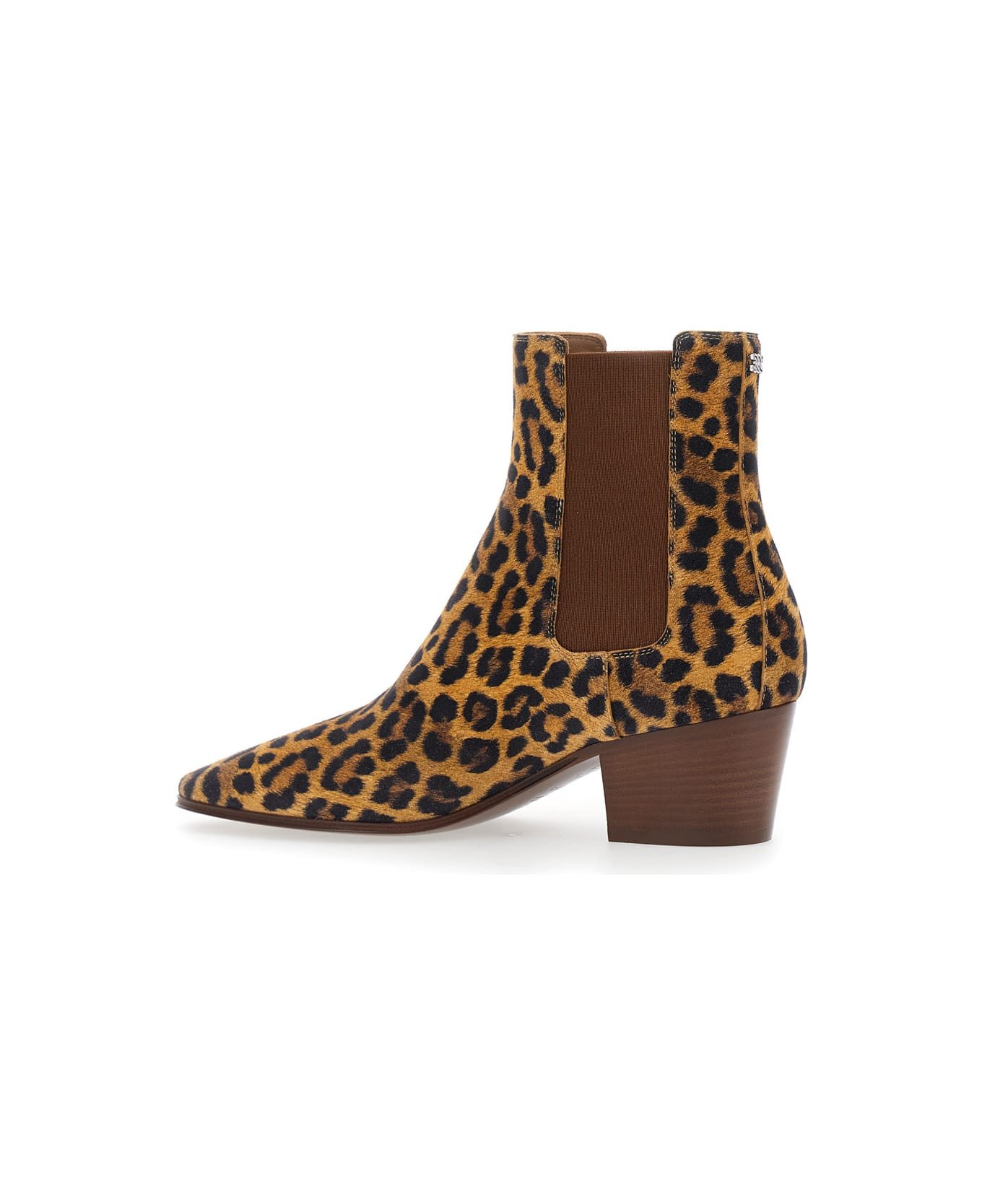 Brown Ankle Boots With All-over Leopard Print In Leather Blend Woman - 3