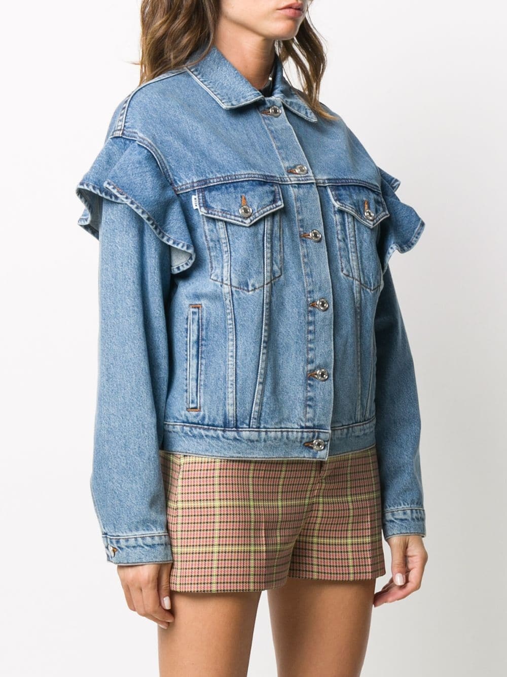 ruffled denim jacket - 3