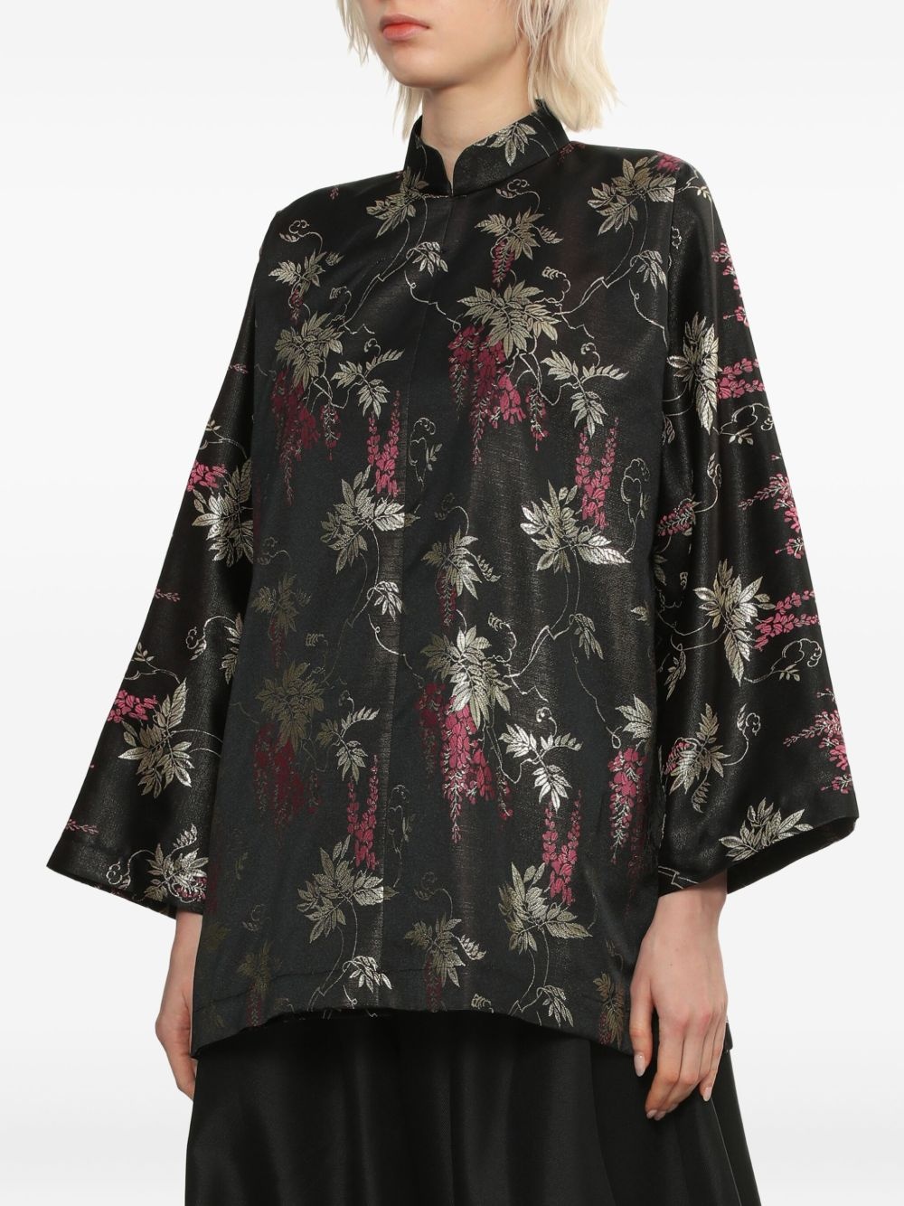 floral-print mandarin-collar blouse - 3
