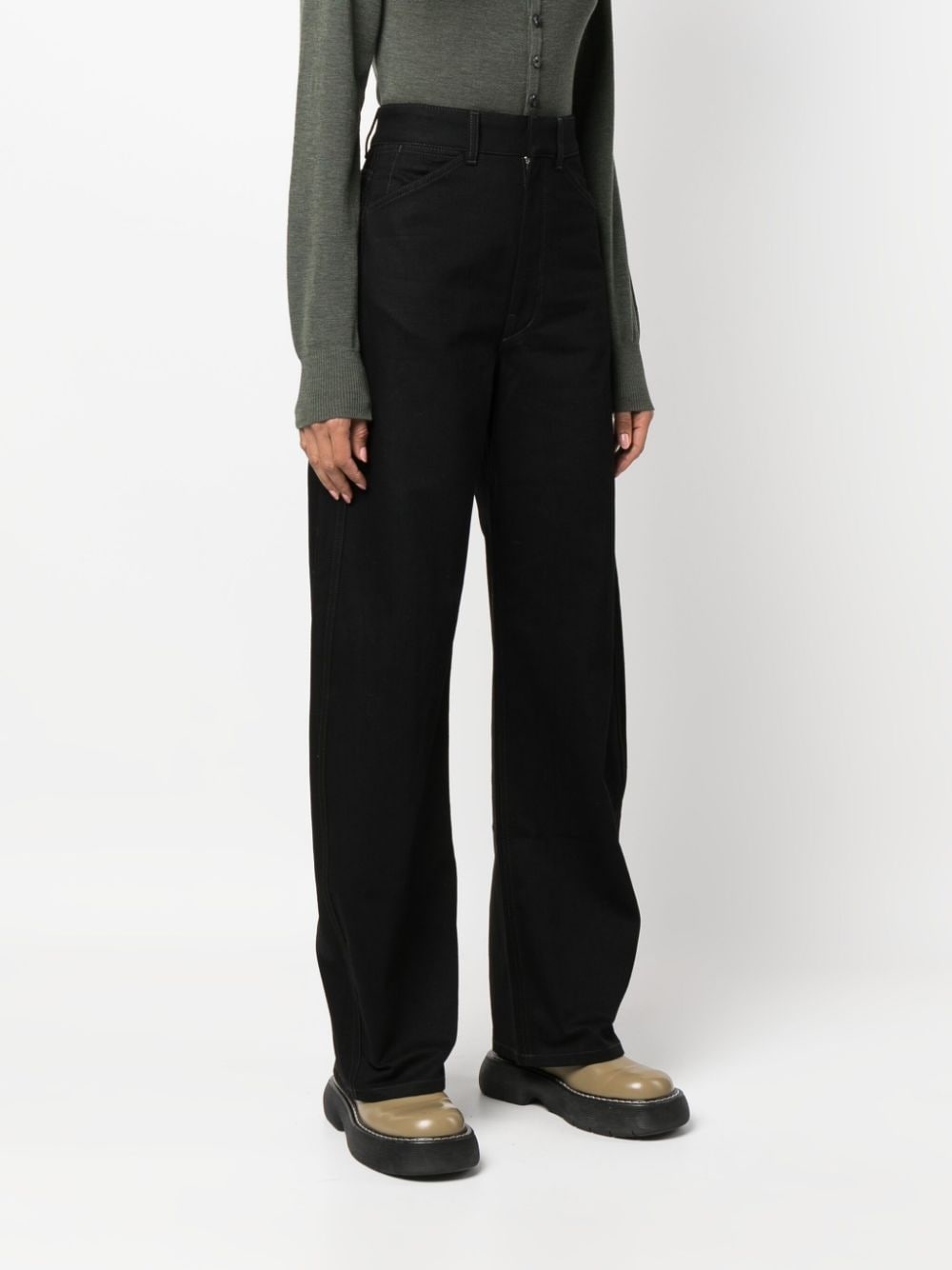 Cotton high-waisted trousers - 3