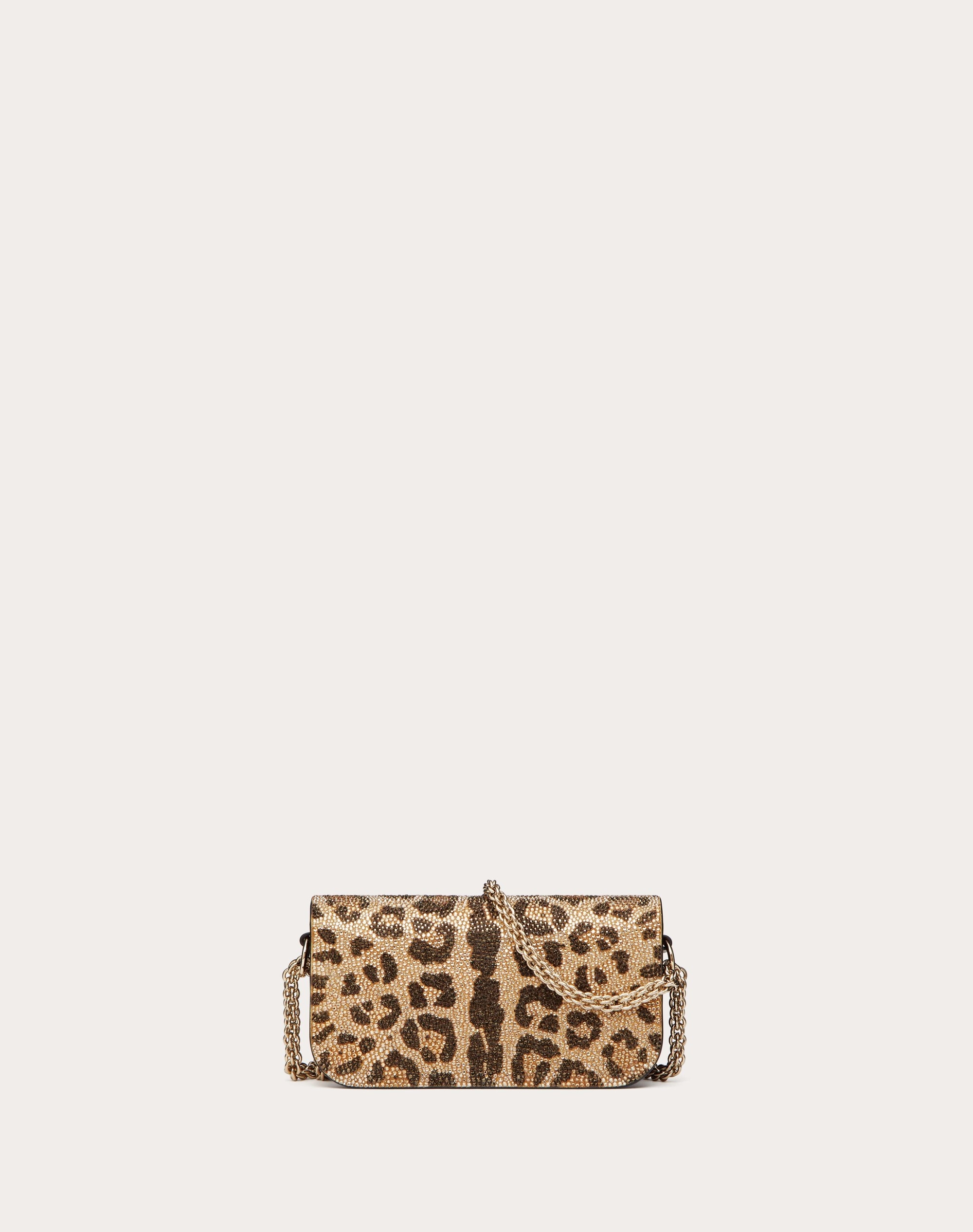 SMALL VALENTINO GARAVANI LOCÒ SHOULDER BAG WITH RHINESTONE ANIMALIER PATTERN - 3