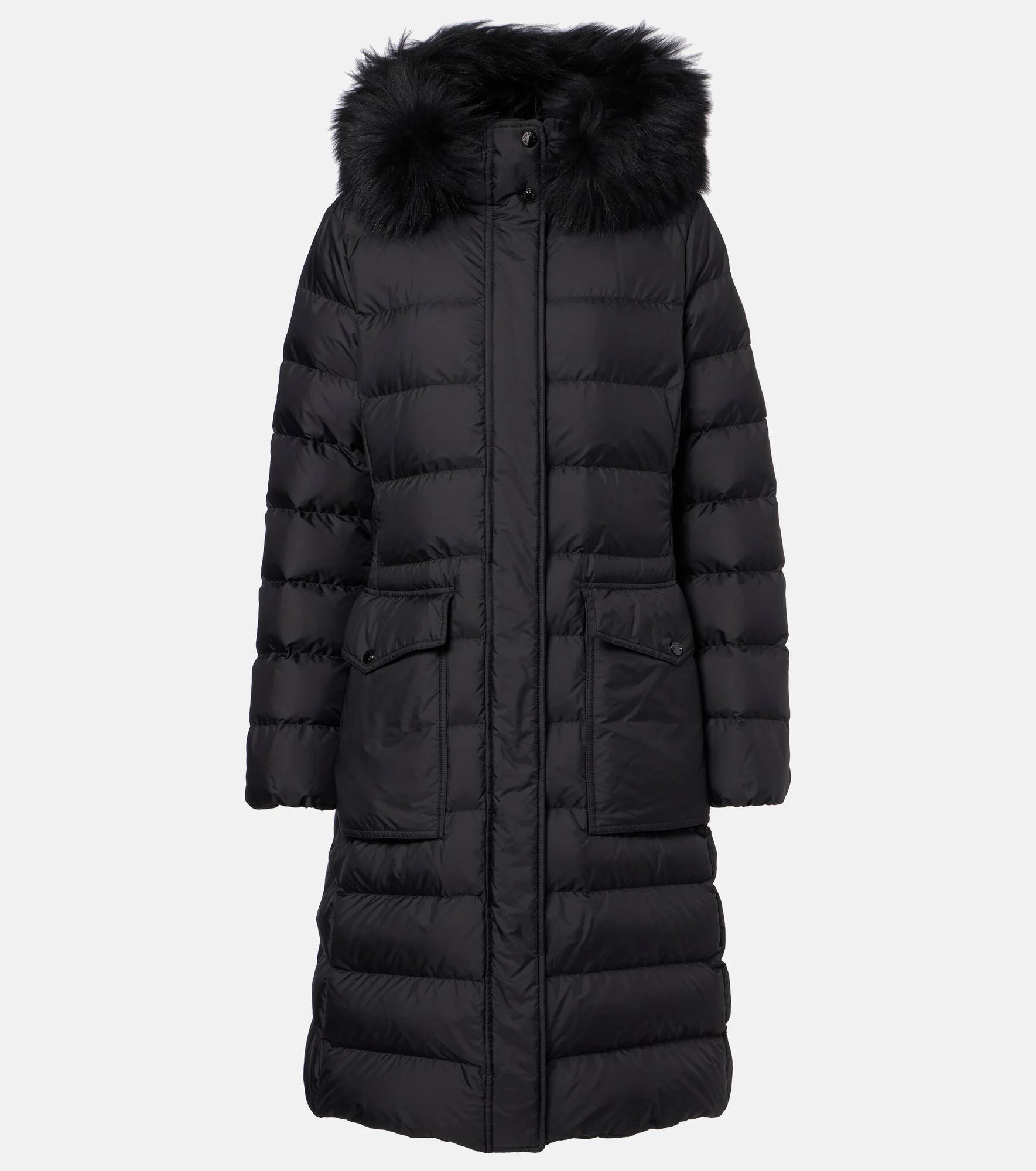 Hooded shearling-trimmed down jacket - 1