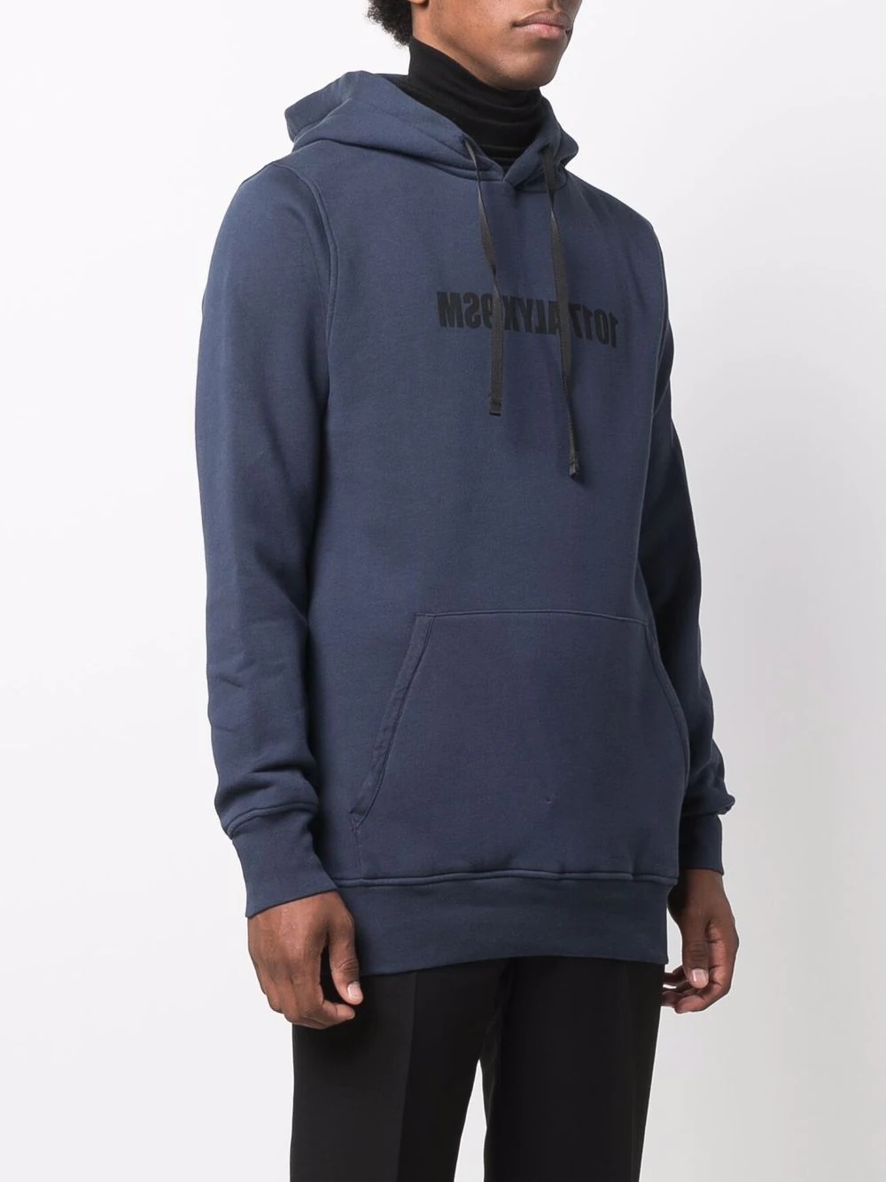 reverse logo-print rib-trimmed hoodie - 3