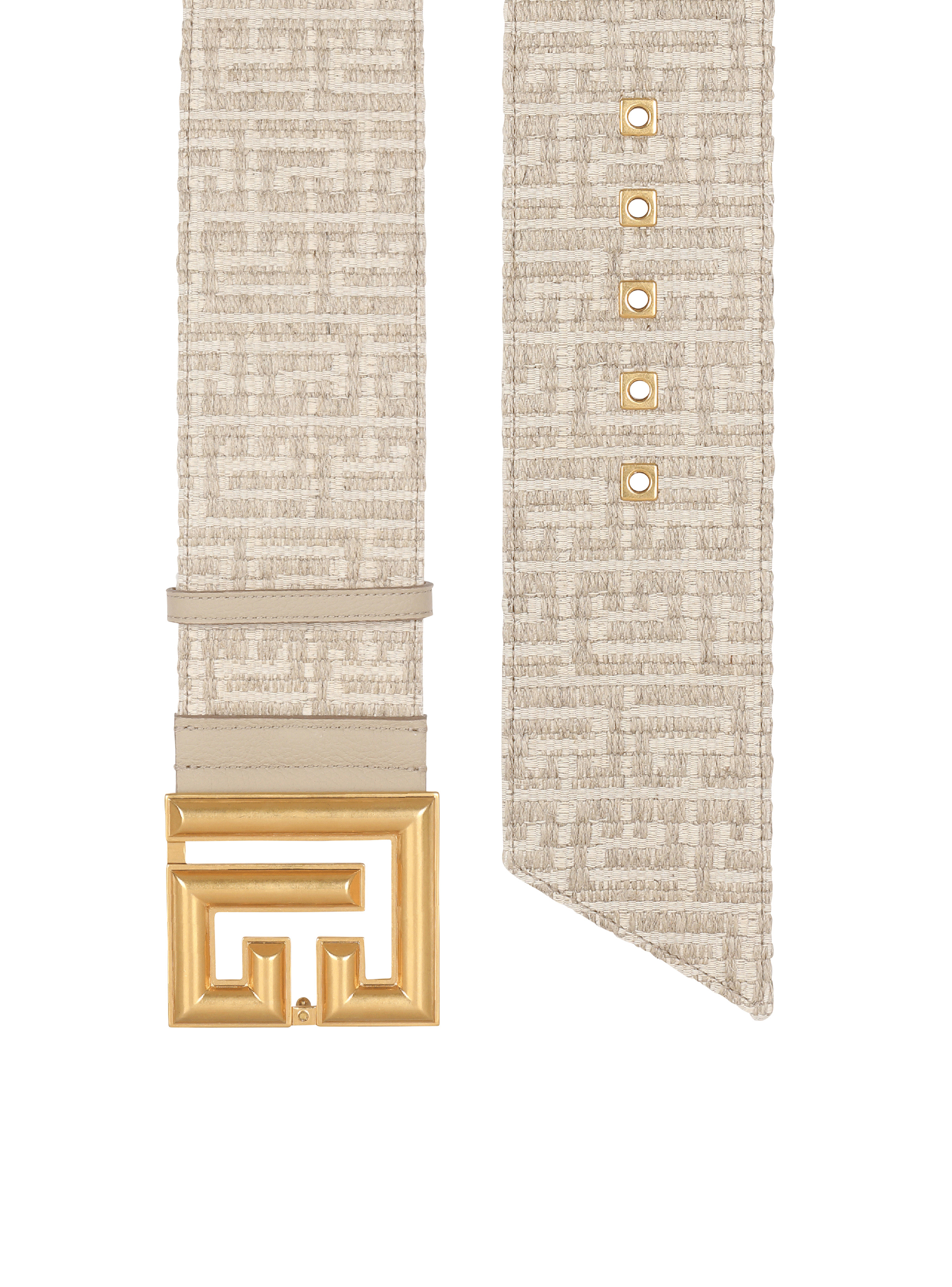 Wide PB Belt in monogrammed raffia - 4