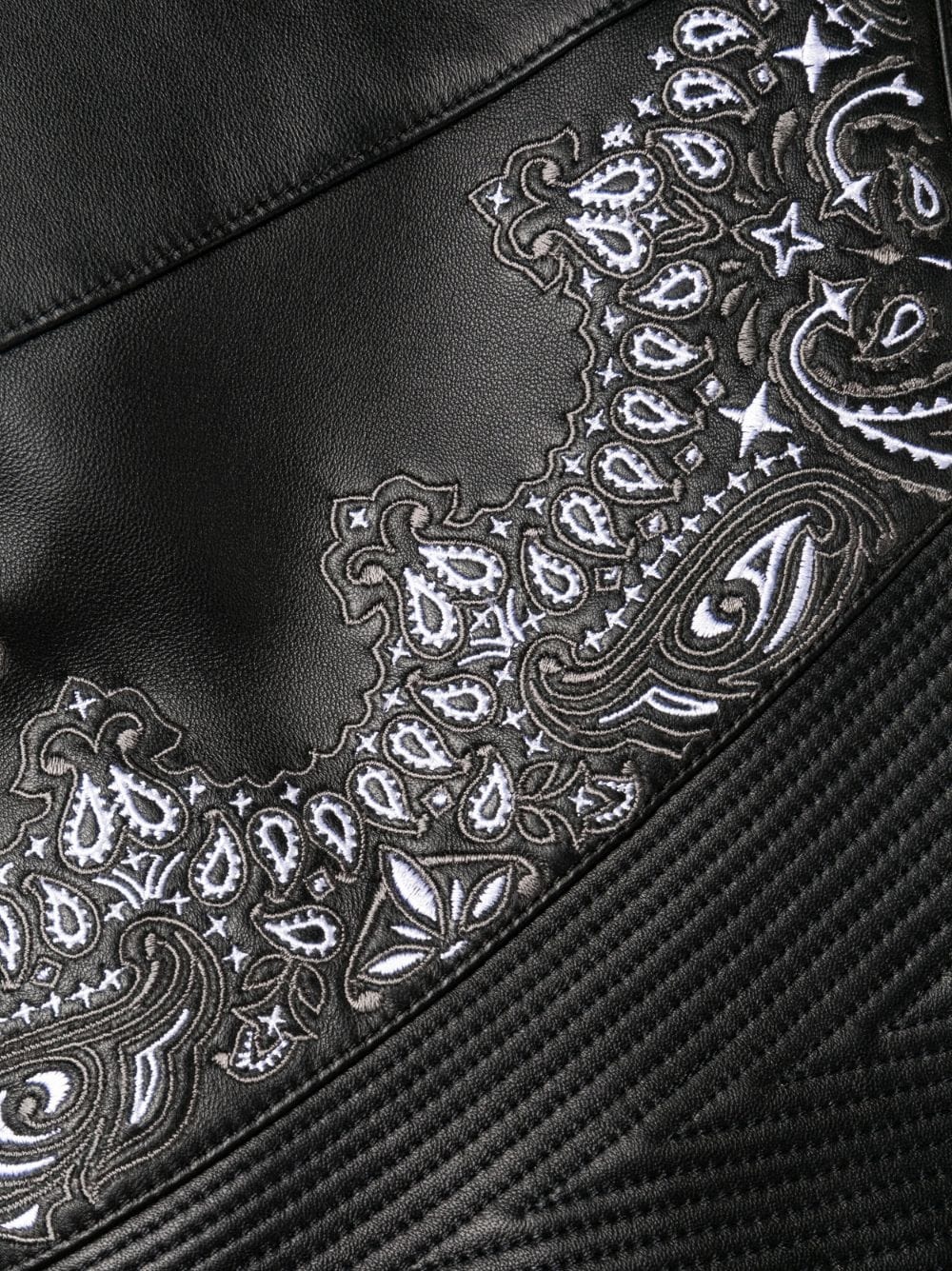 bandana-panelling skinny leather trousers - 5