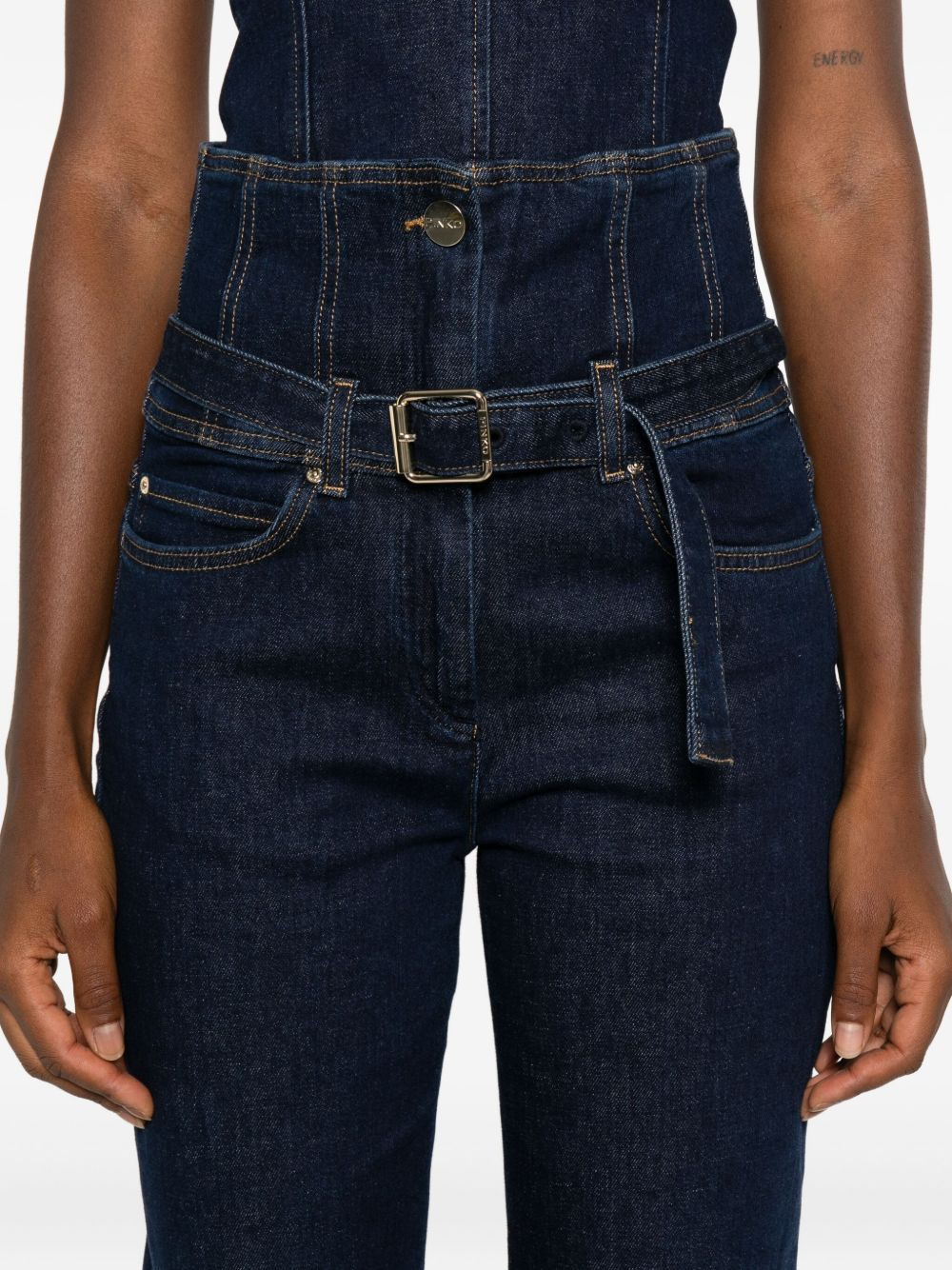 high-waisted belted jeans - 5