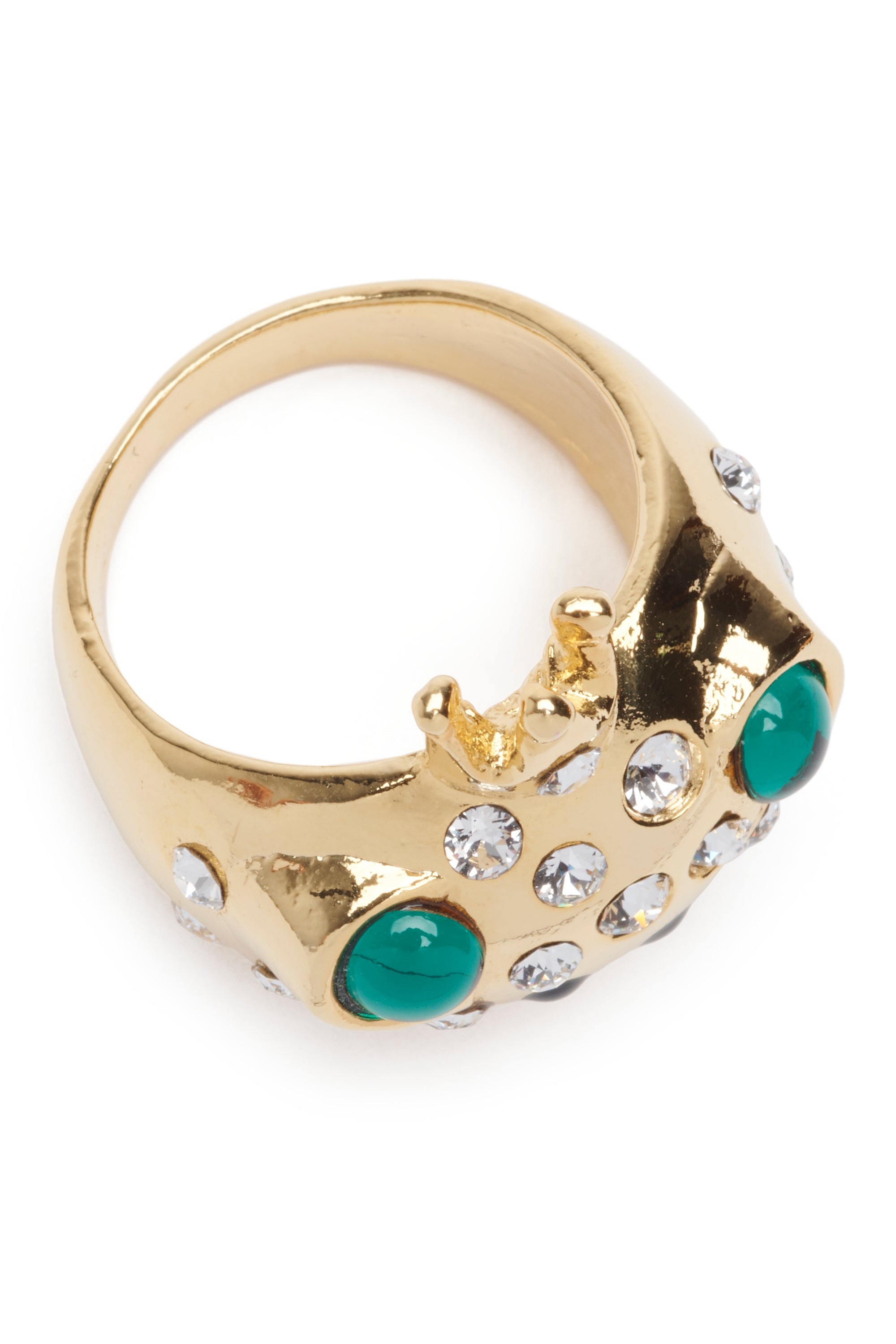 EMERALD GOLD FRECKLES FROG PRINCE RING - 4