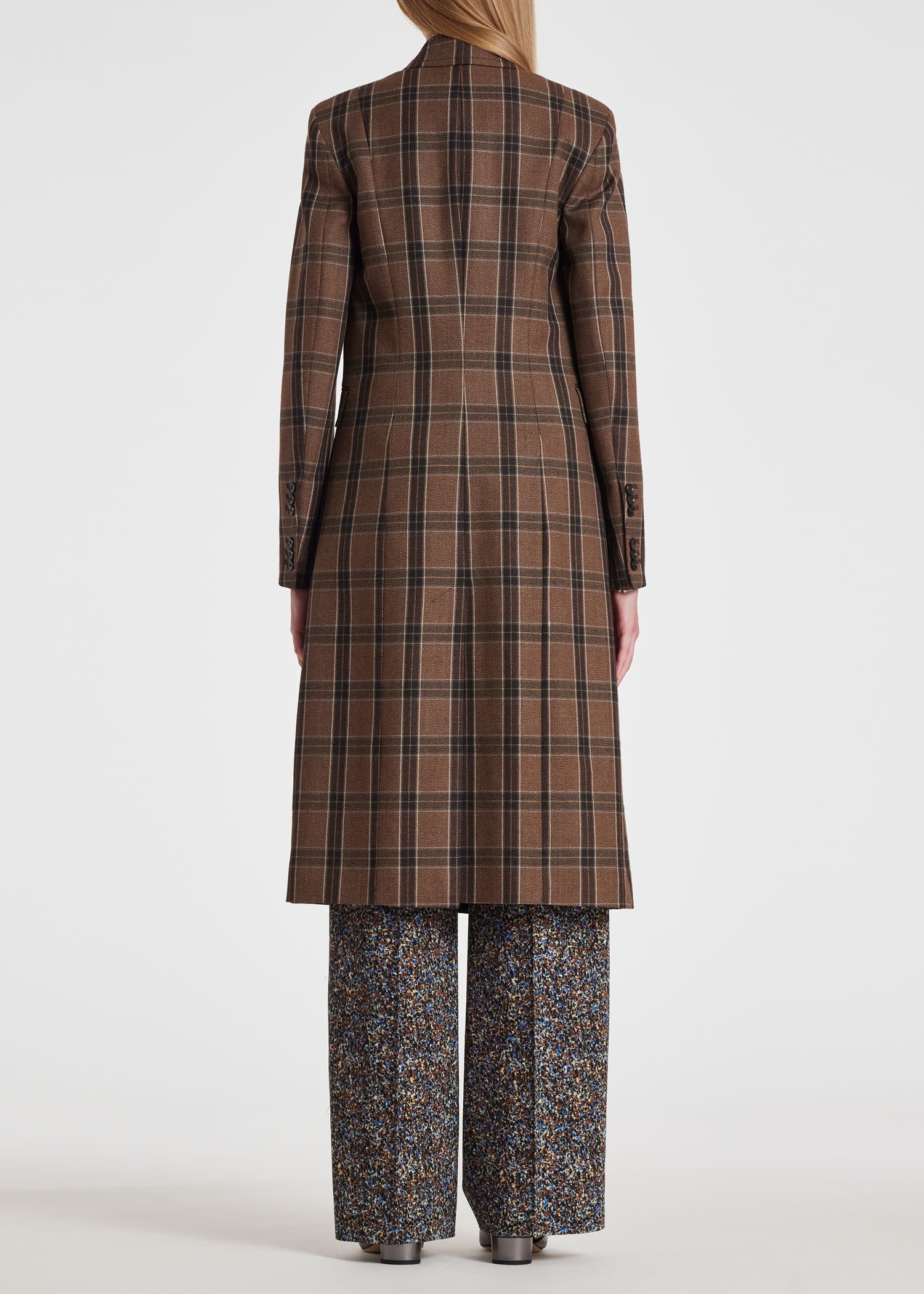 Brown Buffalo Check Double-Breasted Coat - 6