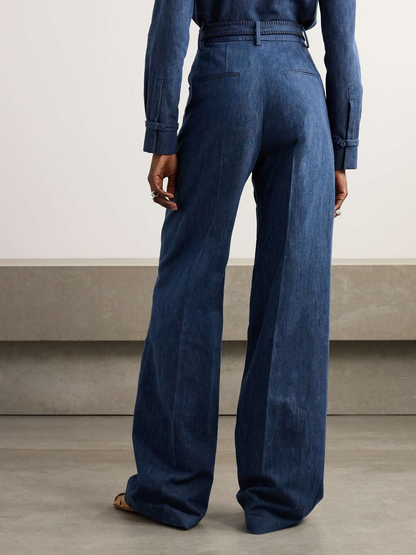 Norman belted cotton and linen-blend wide-leg pants - 3