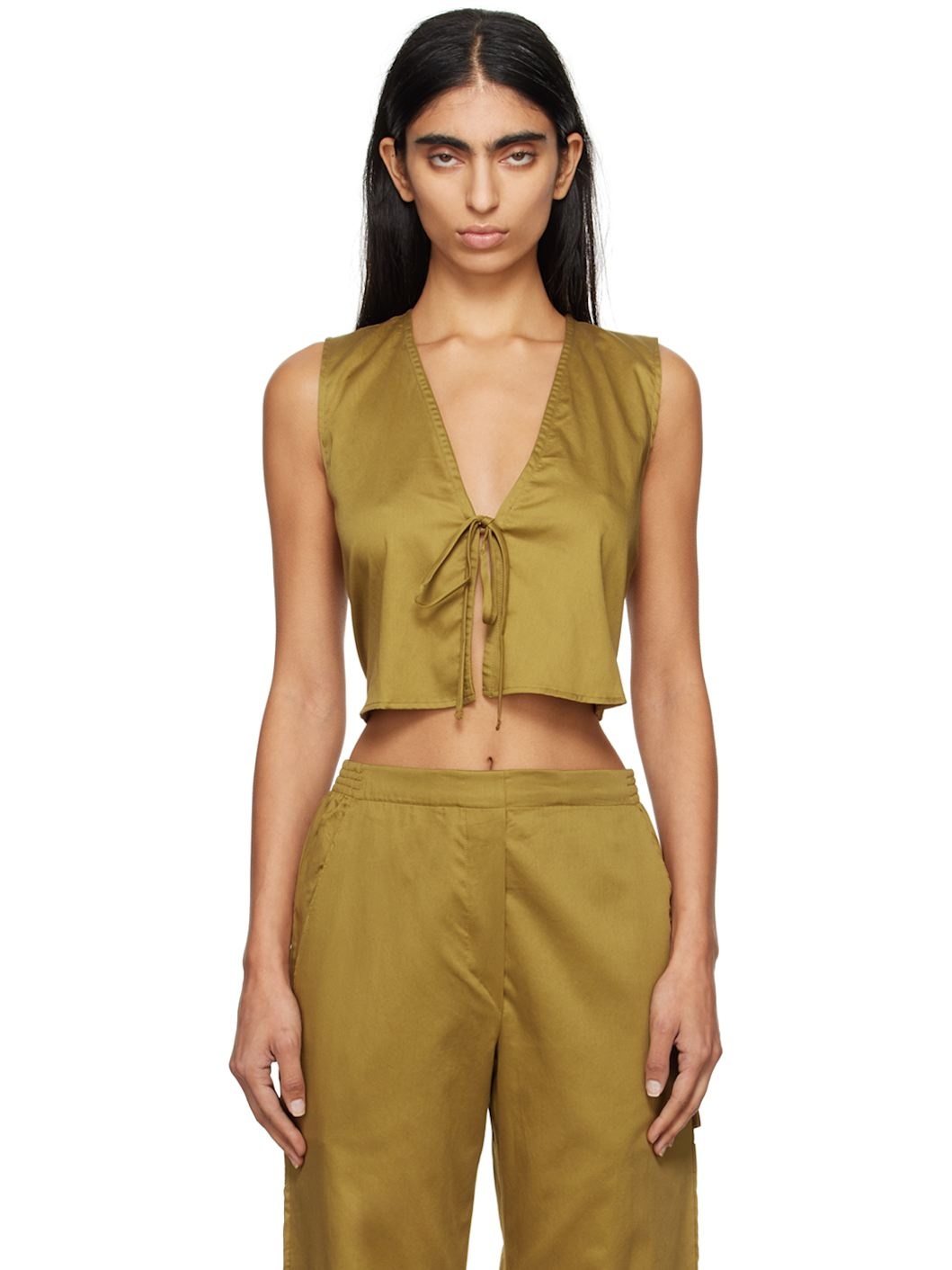 Khaki Yoko Tie Top - 1