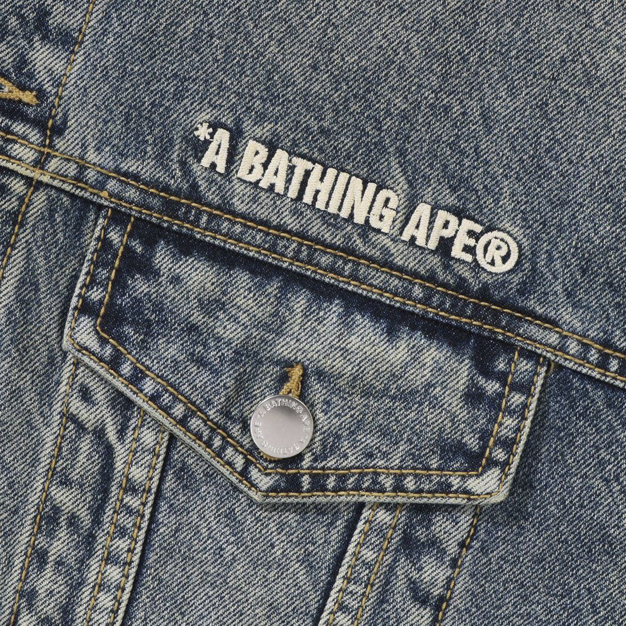BAPE Distressed Denim Trucker Jacket 'Light Indigo' - 3