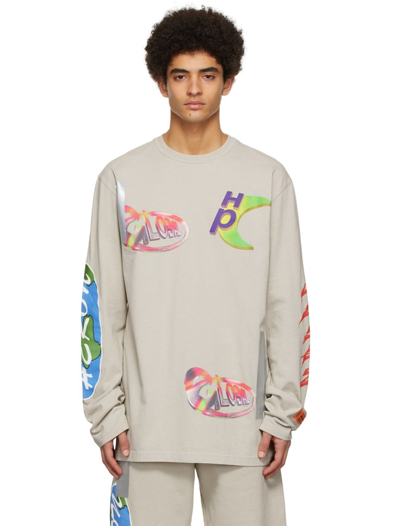 Grey Cotton Long Sleeve T-Shirt - 1