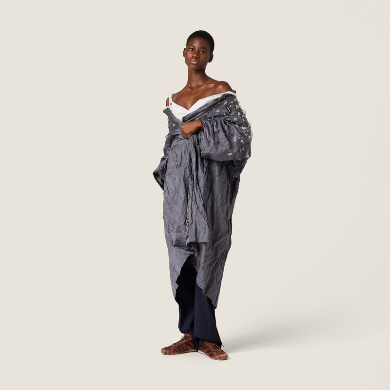 Miu Miu Embroidered duchesse coat outlook