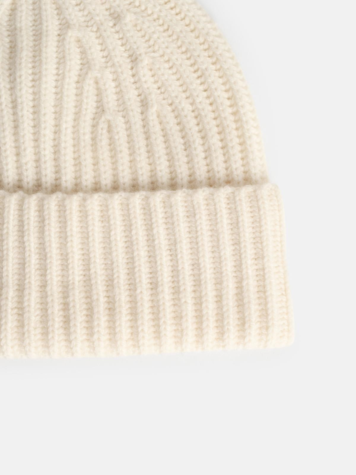 'MARTIGNY' CREAM CASHMERE BEANIE - 3