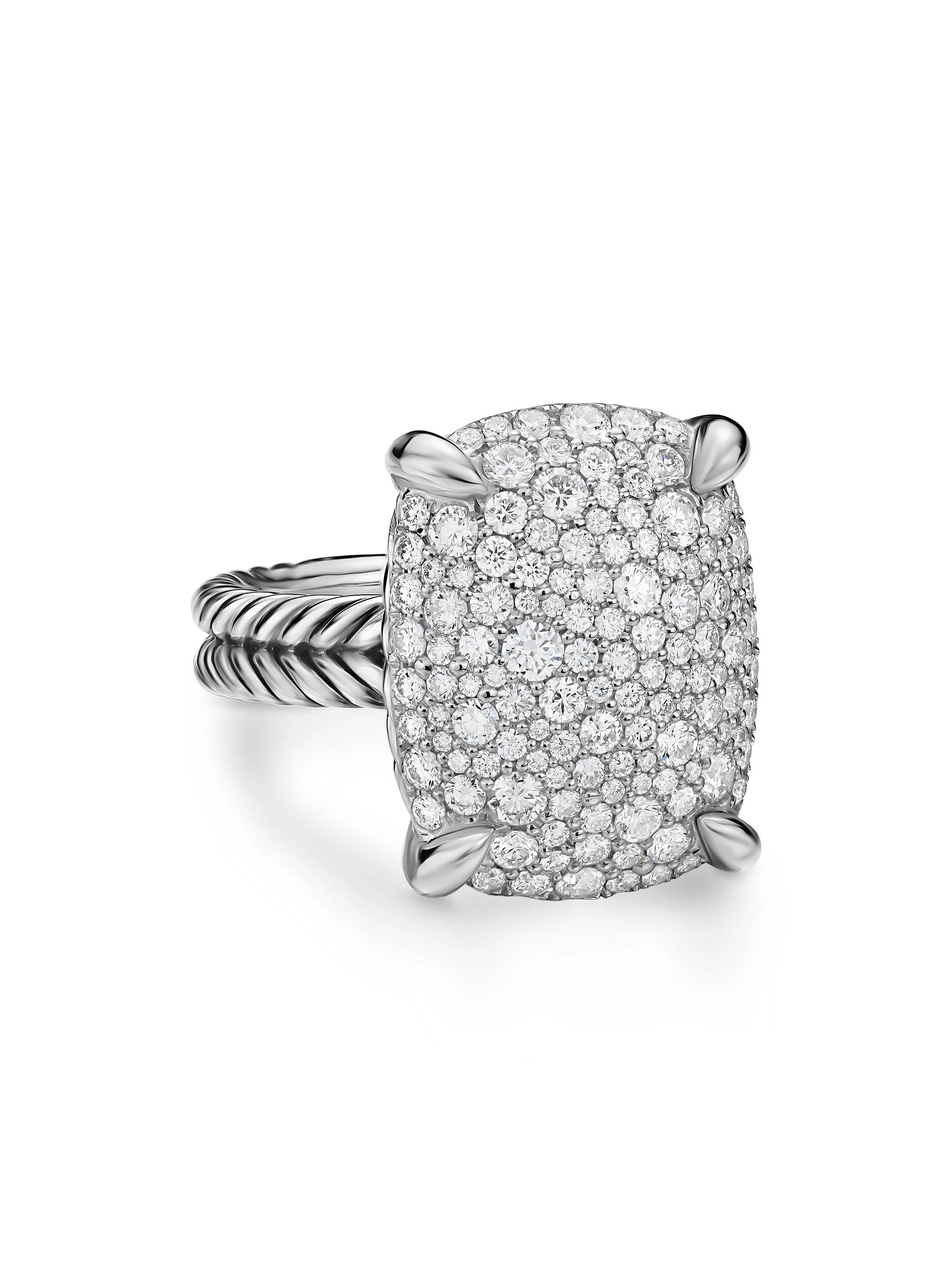 Women's Chatelaine Elongated Ring in Sterling Silver - Diamond - 1