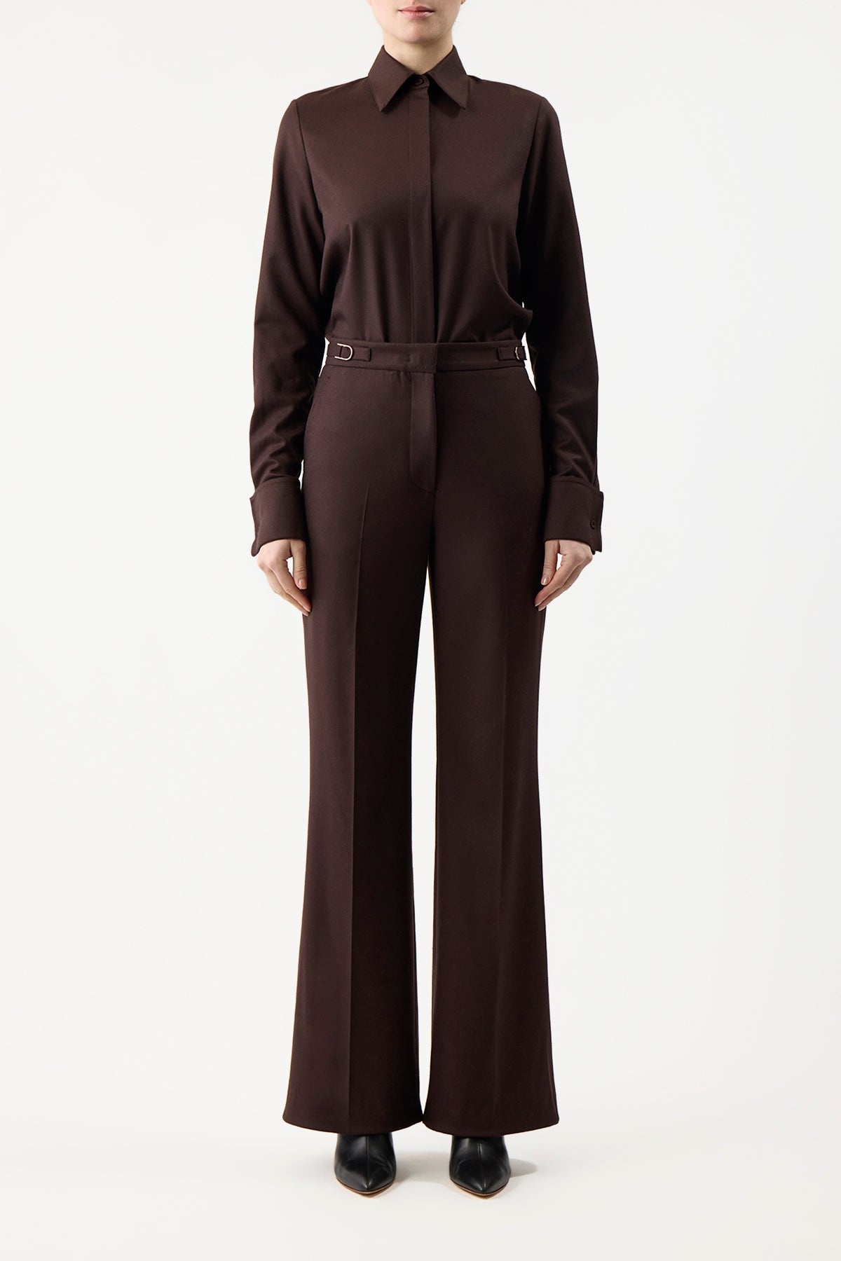 Etlin Shirt in Chocolate Superfine Wool - 3