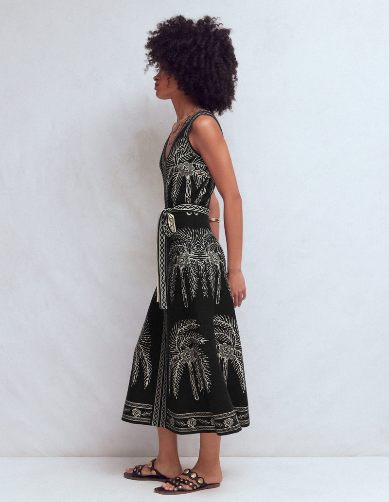 V Neck Jacquard Dress-Palm Jacquard 6