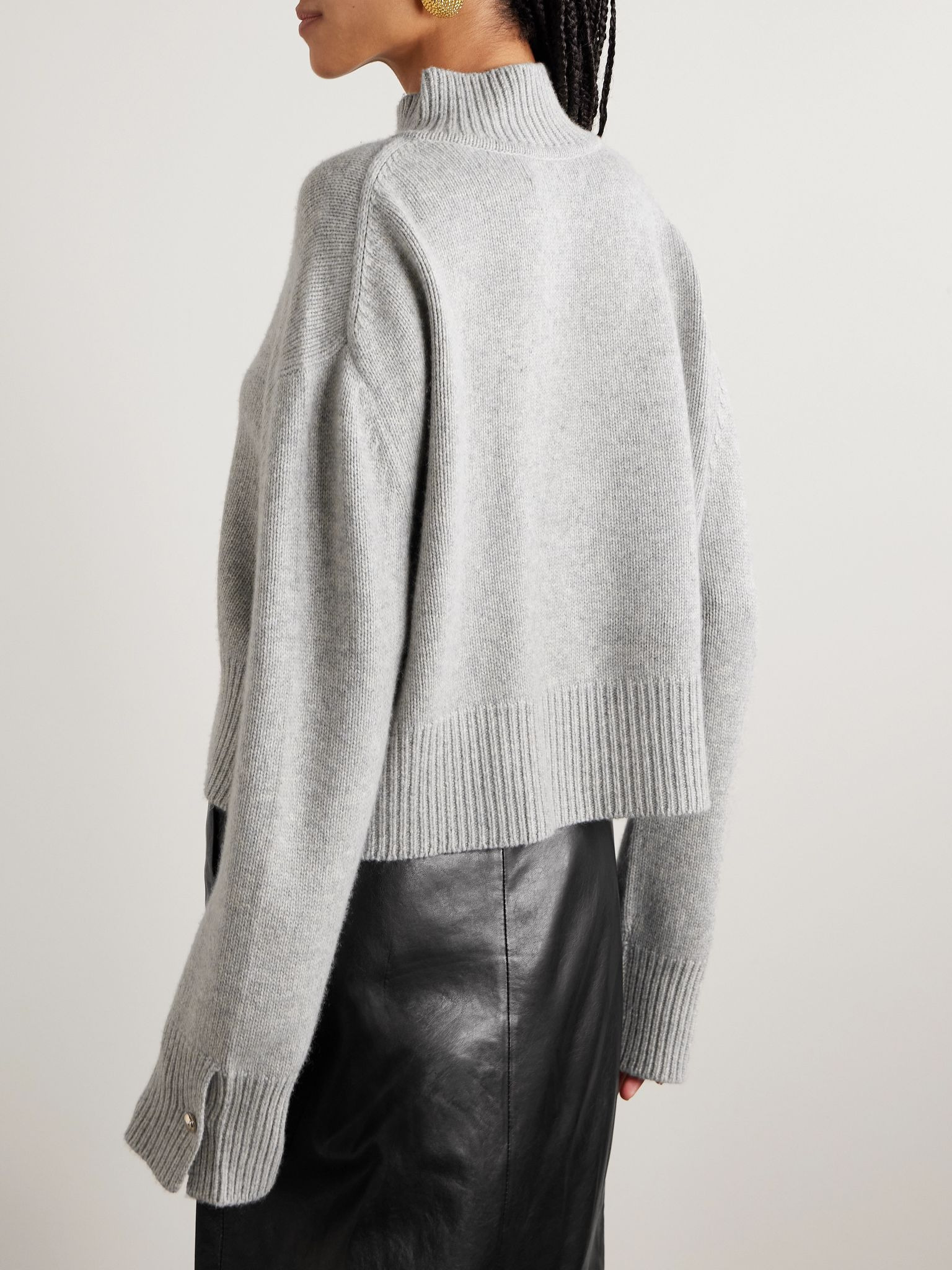 The Rowe cropped recycled-cashmere sweater Gray - 3