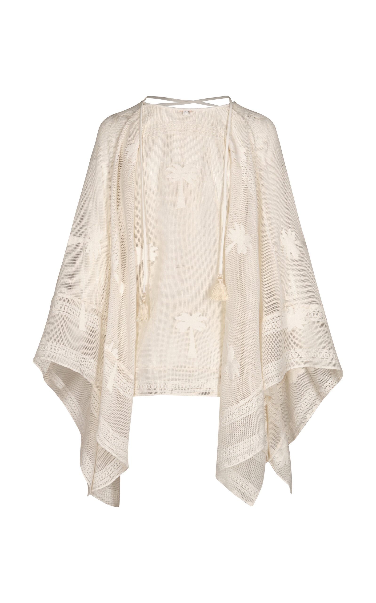 After Swimming Embroidered Cotton Poncho white - 4