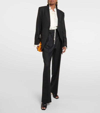 Victoria Beckham Asymmetric wool-blend straight pants outlook