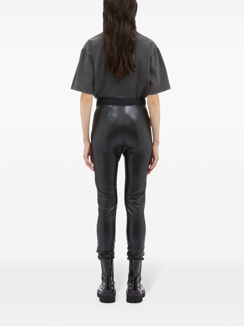 skinny leather leggings - 4