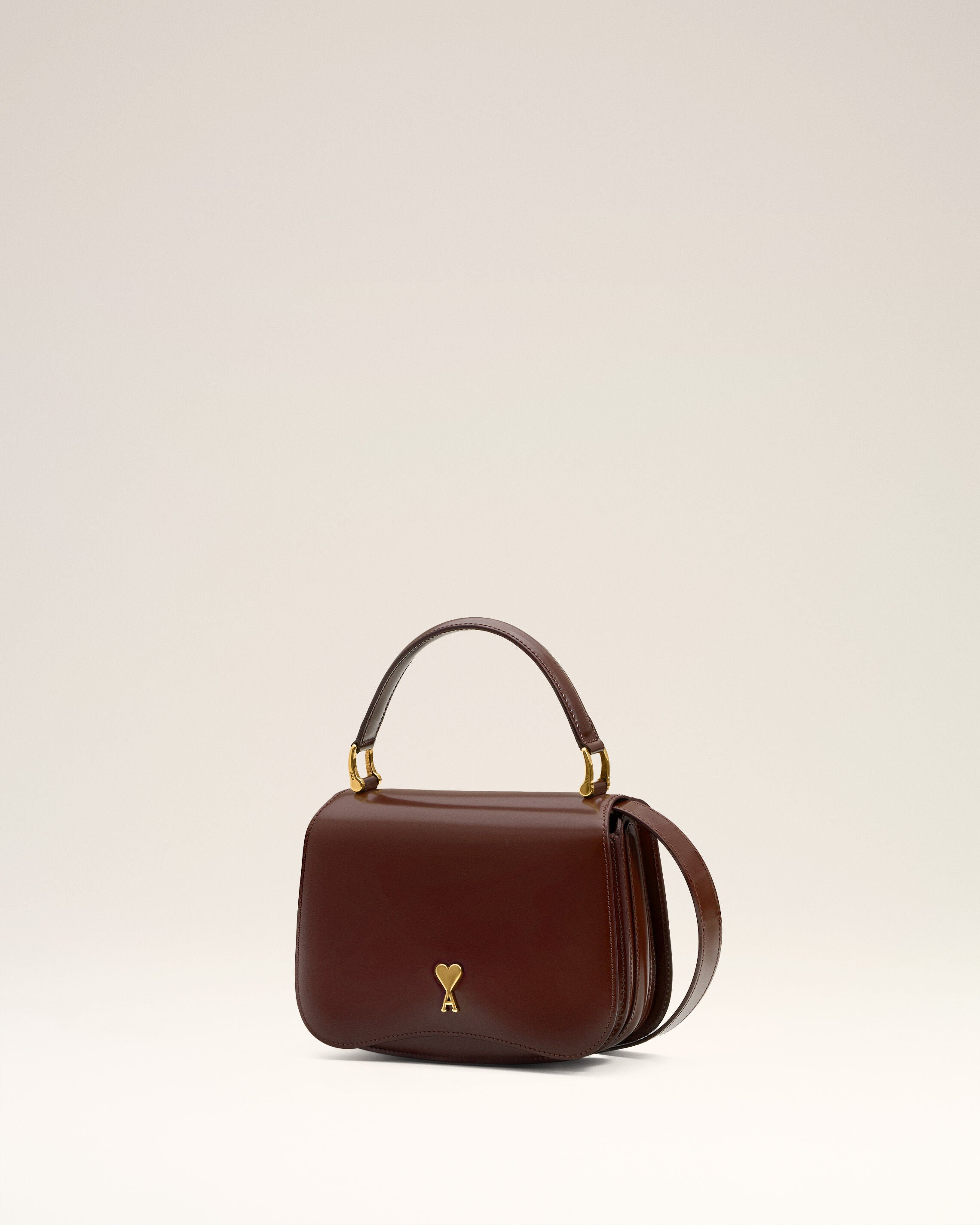 BURGUNDY GLAZED LEATHER HANDLE PARIS PARIS BAG - 3