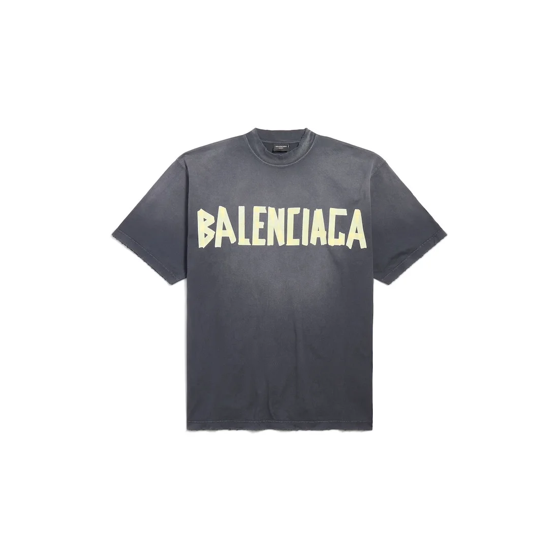 Tape Type T-shirt Medium Fit in Black Faded - 1