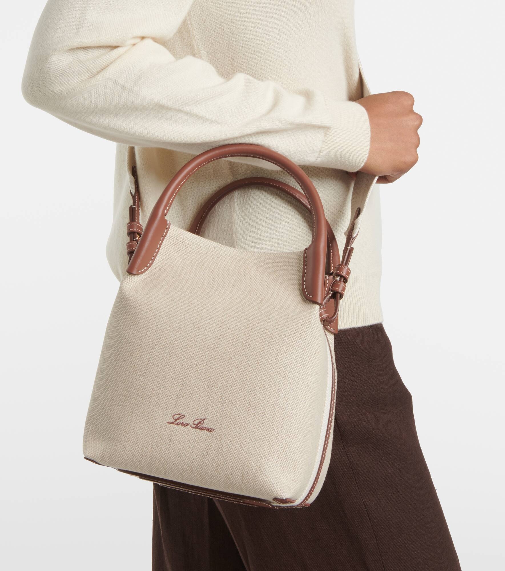 Bale Small leather-trimmed canvas tote bag - 2