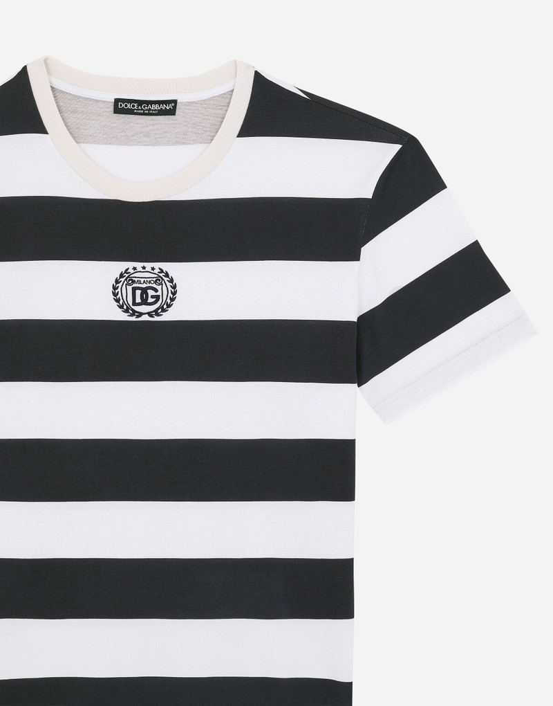 Striped Marina-print T-shirt with DG embroidery 3