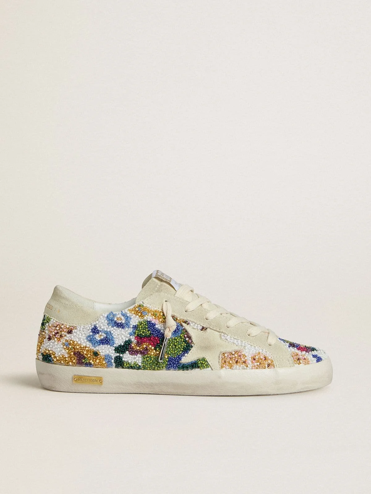 Women's Super-Star with multicolored beads and beige suede star - 1