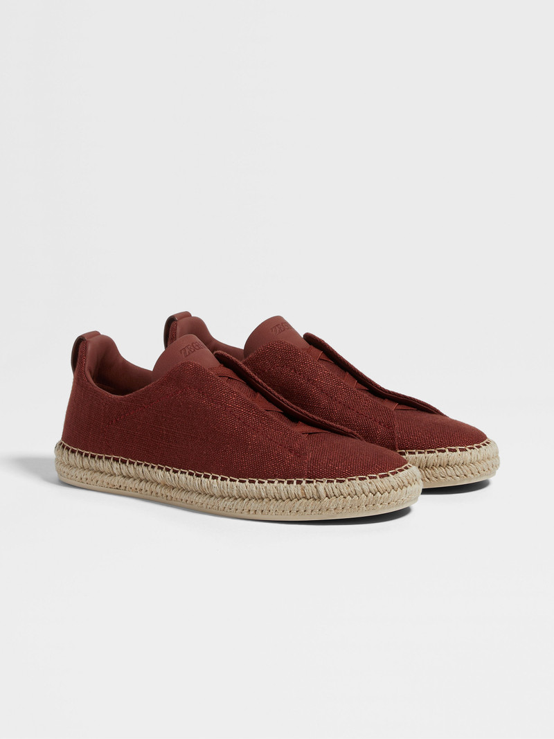 RED VISCOSE LINEN AND LEATHER TRIPLE STITCH™ ESPADRILLES 1