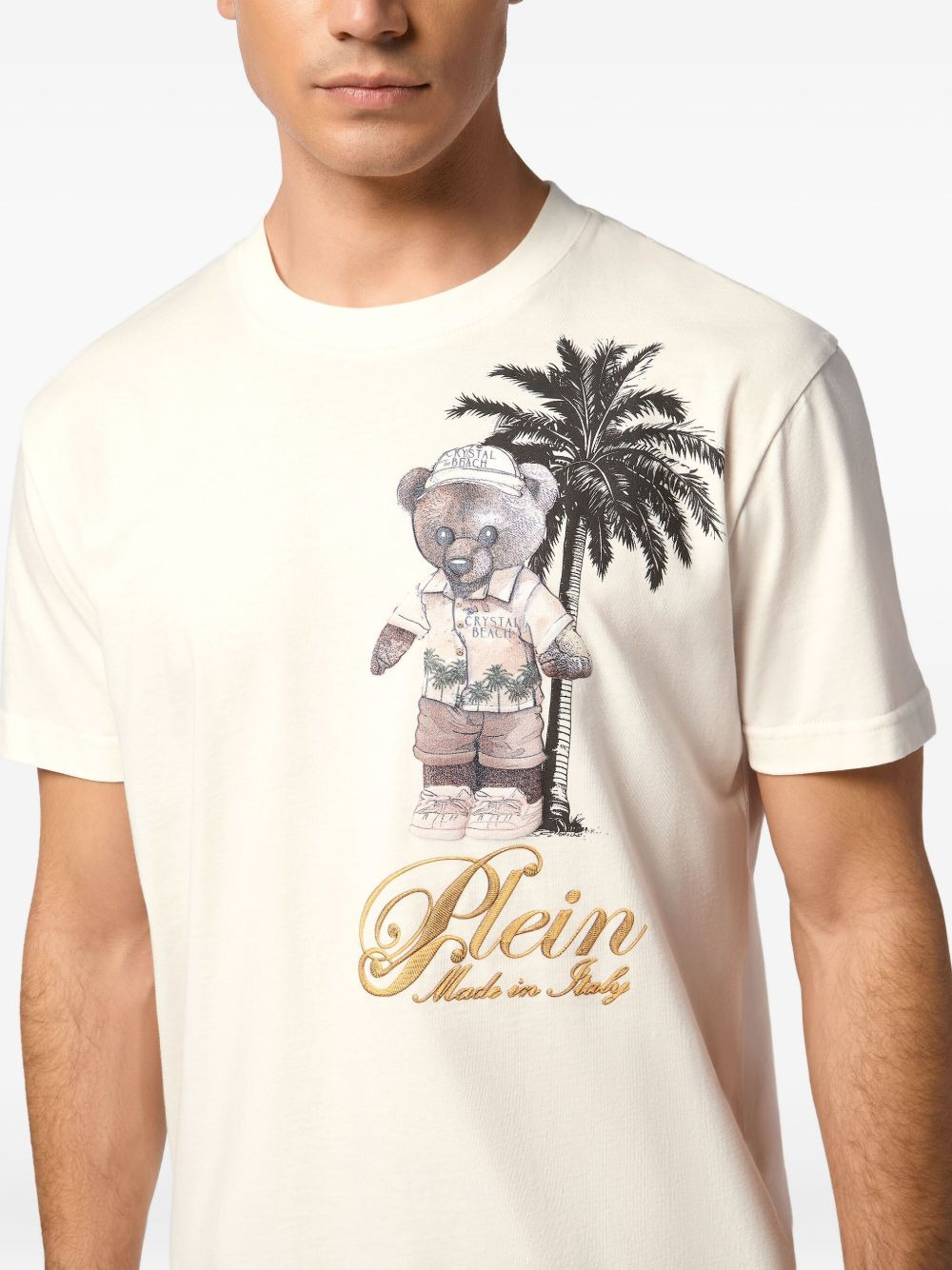 teddy bear-print logo-embroidered T-shirt - 4