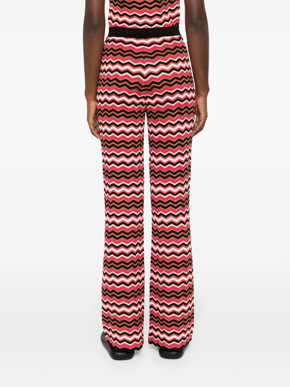 zigzag-woven flared trousers - 4