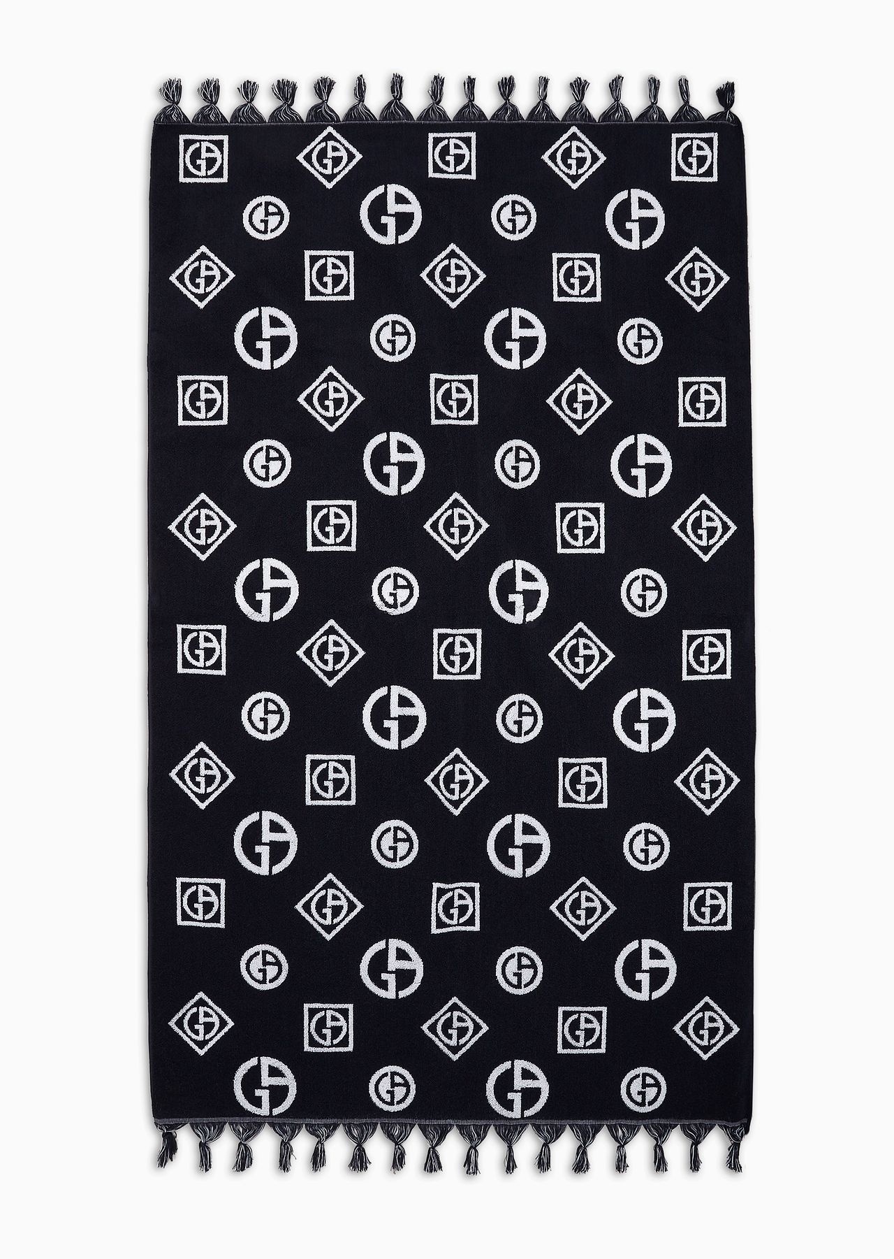 Cotton beach towel with an all-over jacquard motif - 2