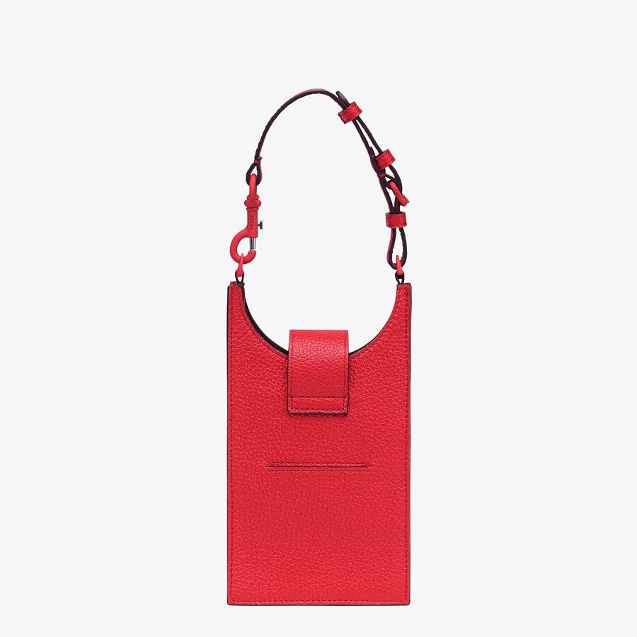 Red leather cell phone holder - 3