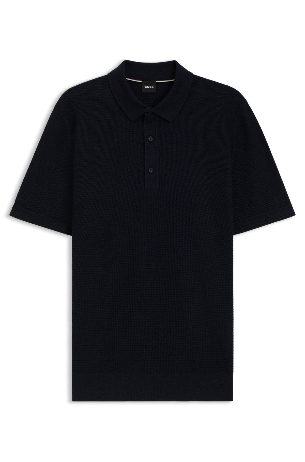 REGULAR-FIT KNIT POLO BLENDED WITH COTTON - 1