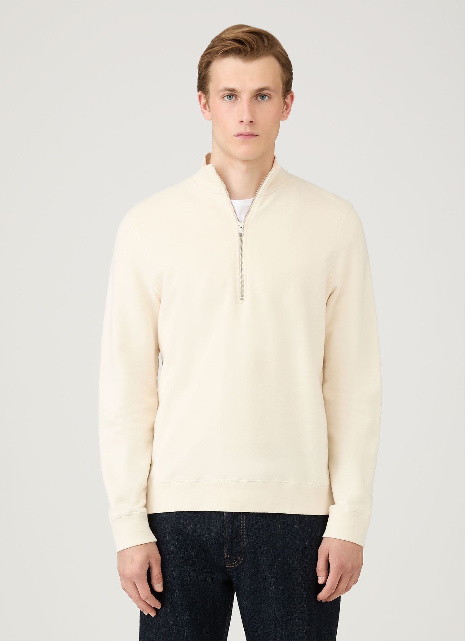 Undyed Half Zip Loopback Sweatshirt - 2