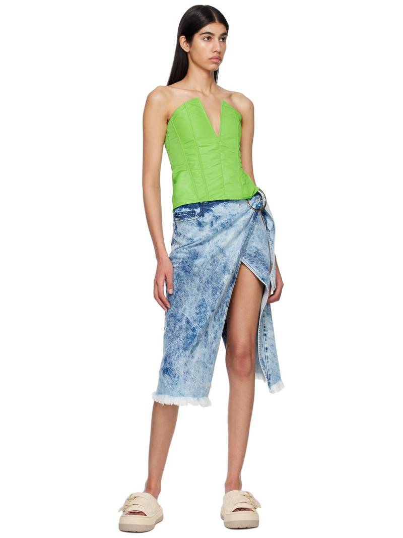 MARQUES’ALMEIDA Blue Acid Wash Denim Midi Skirt outlook