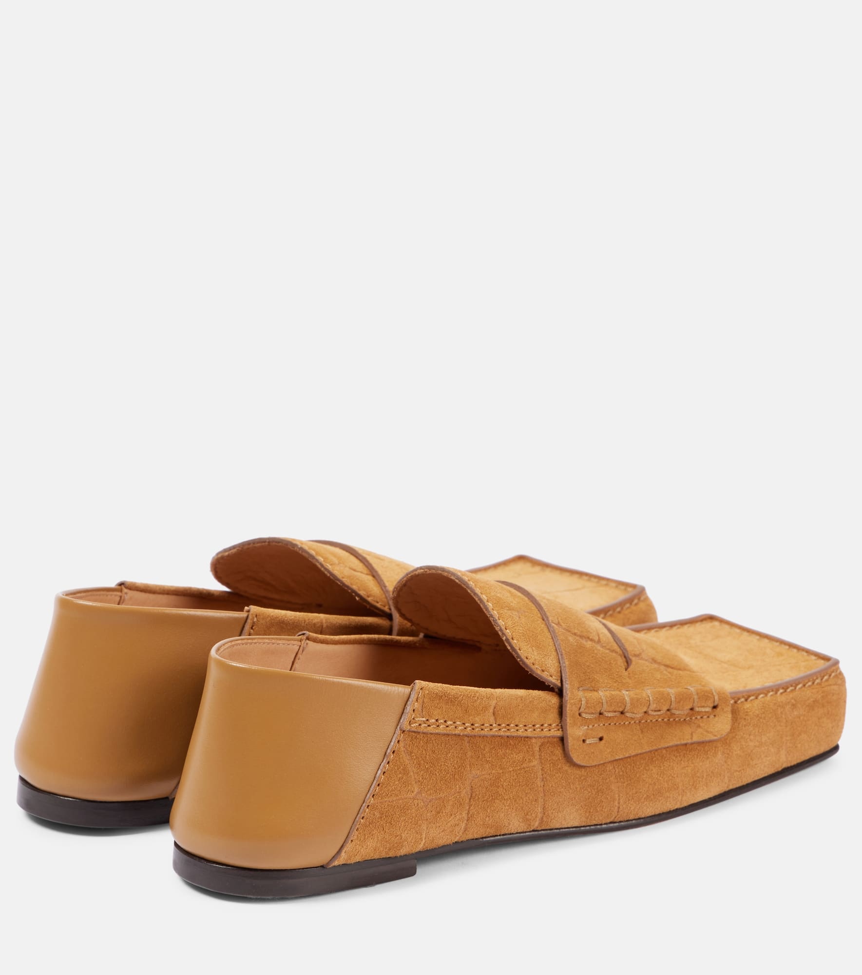 Carré croc-effect suede penny loafers - 2