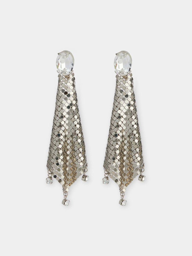 SILVER CHAINMAIL EARRINGS WITH CRYSTALS 1