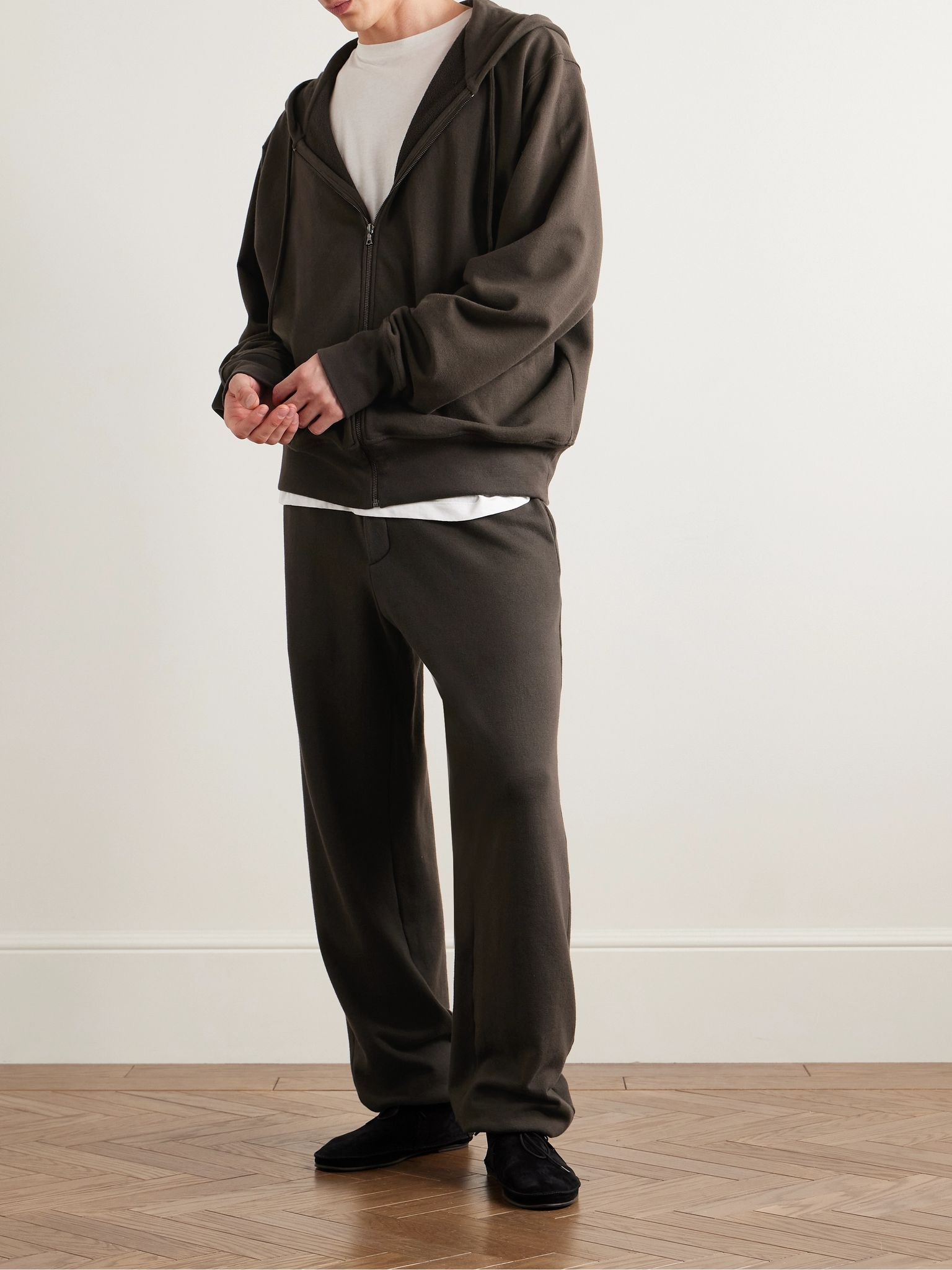 Roki Cotton and Cashmere-Blend Jersey Zip-Up Hoodie Dark brown - 2