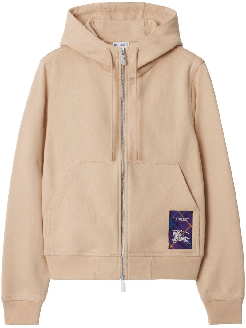 check-label cotton hoodie 1