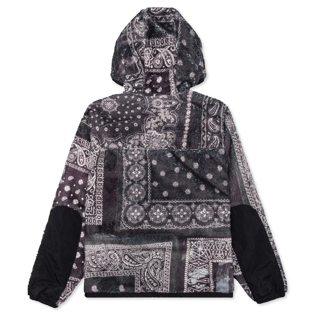 BANDANA PATTERN FLEECE JACKET - BLACK - 2