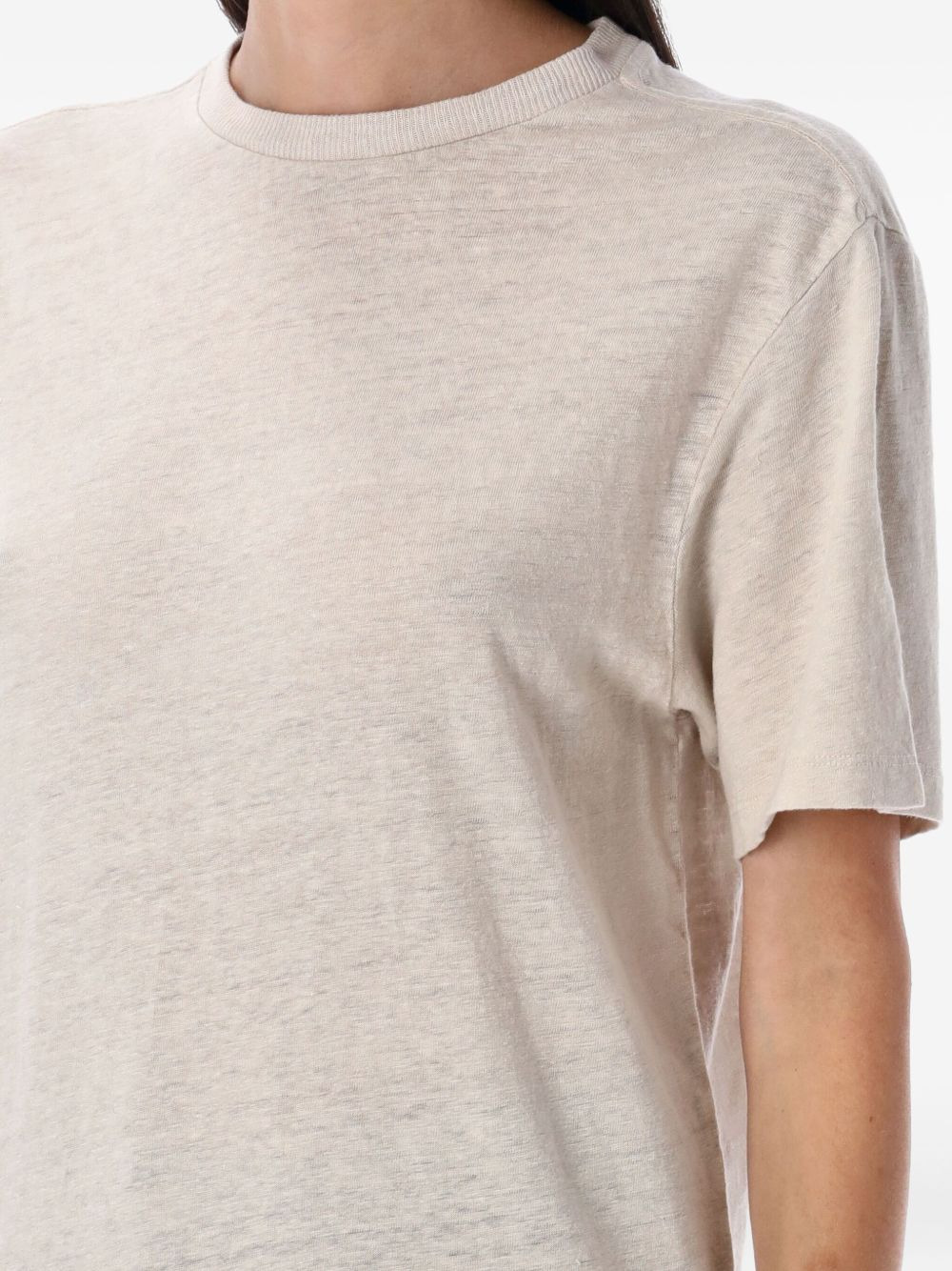 linen crew-neck T-shirt - 3