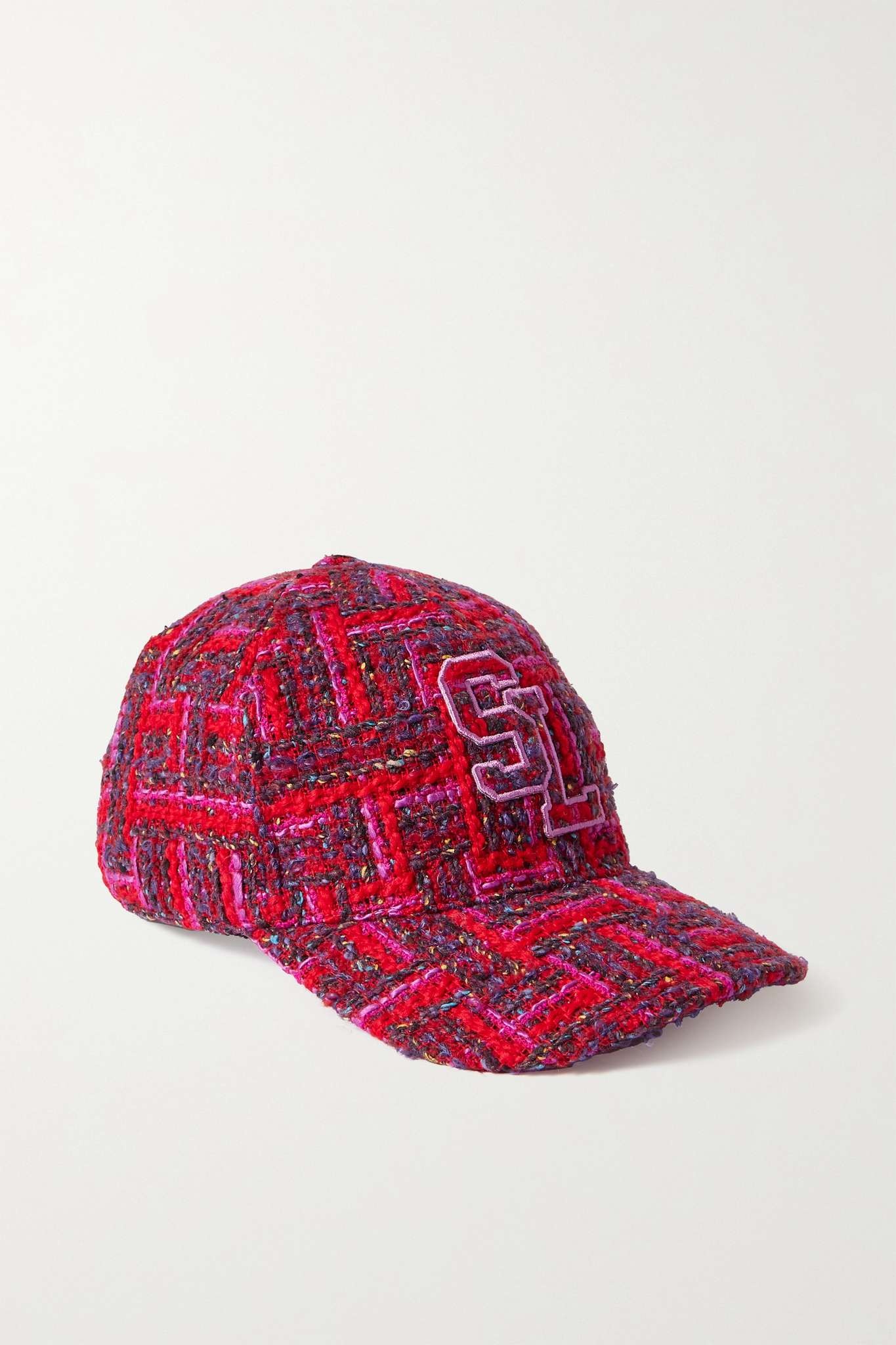 Embroidered wool-blend tweed baseball cap - 1