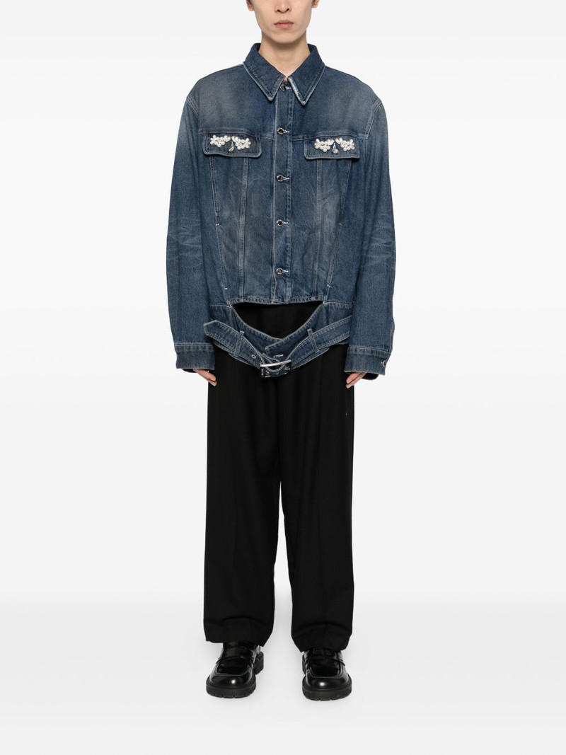 Simone Rocha crystal-embellished denim jacket outlook