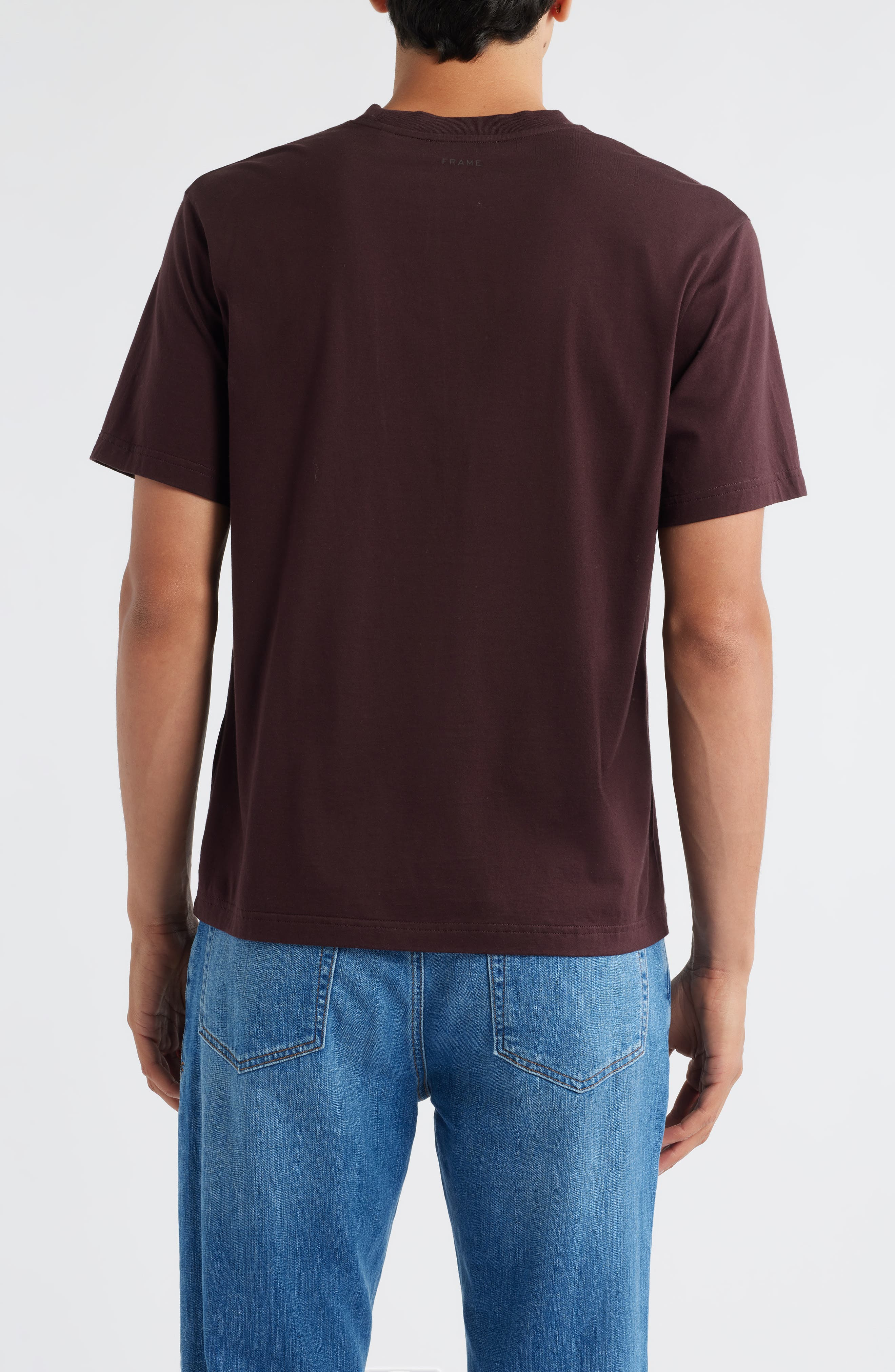 FRAME Short Sleeve Light Cotton Tee in Burgundy at Nordstrom - 2