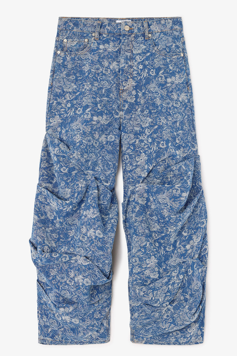 BLUE TAPESTRY DRAPED JEANS 1