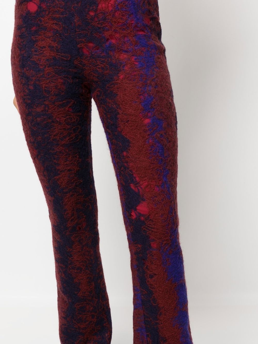 flared contrasting-stitch trousers - 5